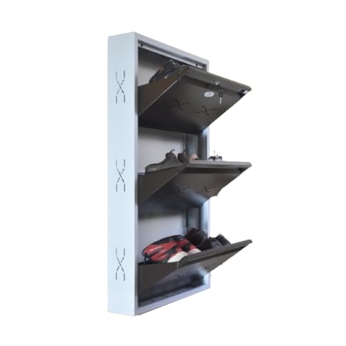 Image of I Metal Shoe Rack I Slim and Wall Mounted I 3 Shelves (Brown Colour) I Coad LC 2M-03 BR I Height 43 Inchs, Width 24 Inchs, Depth 5.5 Inchs I 3 Years Warranty.