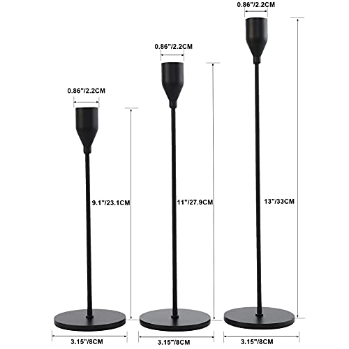 Denique Matte Black Candle Holders Set Of 3, Tall Candlestick Holder For Taper Candles, Metal Candelabra For 3/4Inch Candles, Ideal For Wedding, Dinning, Party, Interior Decorating #TOP7
