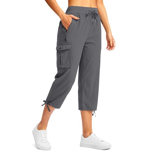 Cargo Capris for Women Casual Drawstring Capris Pants with Pockets Summer Lightweight Quick Dry Hiking Pants4