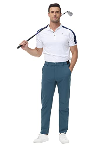 Tbmpoy Mens Stretch Golf Pants Lightweight Quick Dry Casual Work Pant With 3 Pockets Stone Blue 36 #TOP5