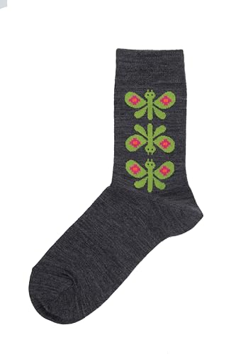 Bengt & Lotta Merino Wool Socks (35-39) Unisex Medium Butterfly Grey-Green Comfortable Soft All Year Use Swedish Design