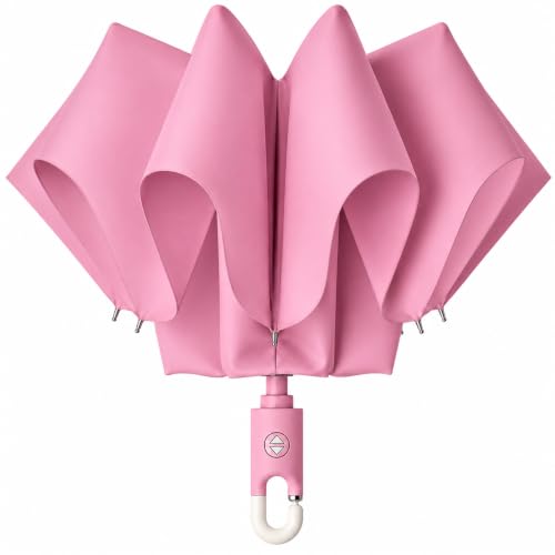 Image of Zemic UV Reversible Umbrella with Novelty Carabiner Handle, Travel-Friendly Umbrellas for Sun & Rain Protection, Windproof Compact, Automatic Open /Close, 8 Dual Ribs, Portable Umbrella for Men and Women