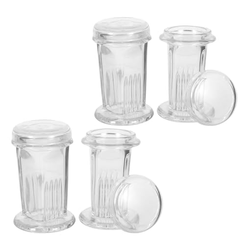 Mikikit Frascos de Tinción Coplin, 4 Frascos de Vidrio Tapa, Capacidad para 5 Portaobjetos, Diseño Versátil para Tinción y Lavado en Laboratorios Clínicos y Educativos