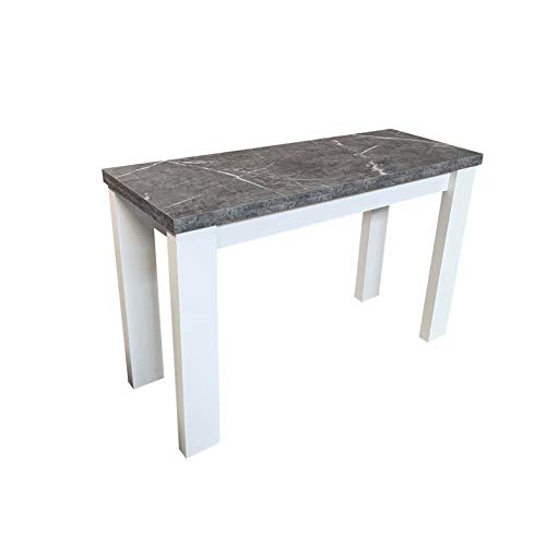 Sueña y Descansa Mesa Consola Extensible Blanca y Marmol