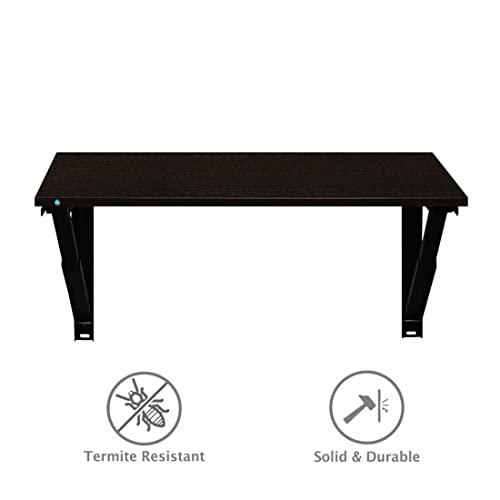 Image of DELITE KOM Wizard Engineered Wood Study Table /Wall Mounted Shelf Desk for Adult /Kids Use in Home /Office (Flowery Wenge, 45.4 D x 89.6 W x 32 H)