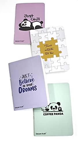 Image of SATYAM KRAFT 4 Pcs Notebook Diary for Gift Diary, Office Personal Daily Planner Notebook for Men & Women- Small and Thin Daily for Creative Writing /Drawing (Plain Pages, 20 Pages, Multi color)