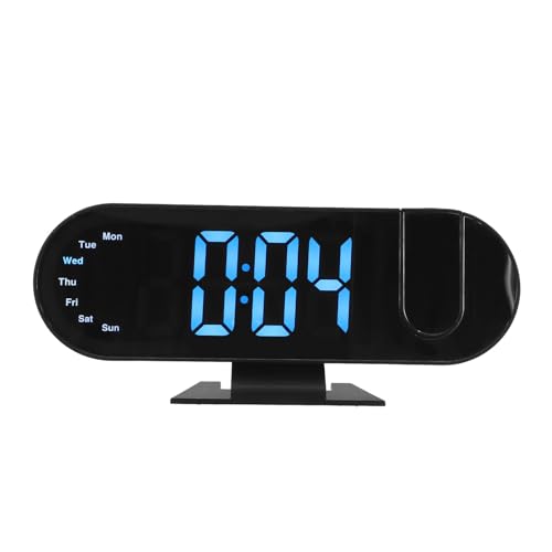 QUMIIRITY Reloj Despertador Digital Proyector para Dormitorio, Espejo LED Multifuncional, Pantalla Grande 23x9,4x5,6 Cm, Batería Incluida, Proyección Techo y Pared, Fácil Lectura Nocturna