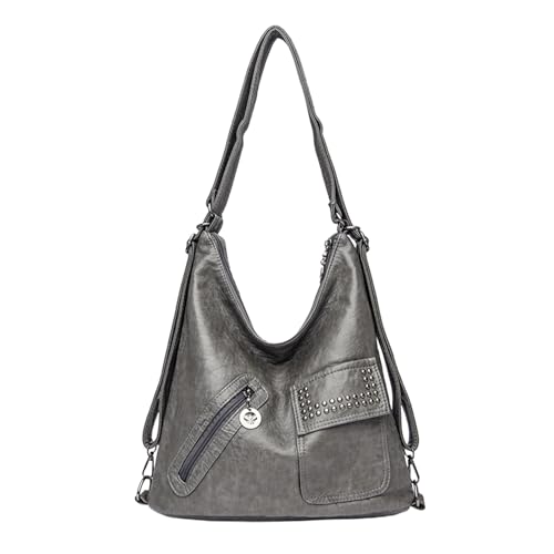 Slouchy Shoulder Bag Multiple Pockets Convertible Studded Backpack Large Slouchy Hobo Crossbody Bags Vintage Tote Purse Studs