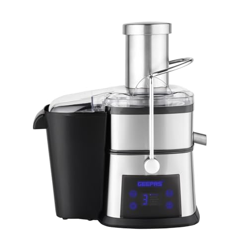 GEEPAS Juice Extractor | Digital Centrifugal Juicer Machines for Whole Fruits & Vegetables | 5 Speed Touch Control 1L Jug 2L Pomace Container | Stainless Steel 75MM Feed Chute, 2 Year Warranty 800W
