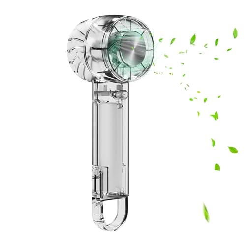 Birtern Ventilador de mano, compresor de hielo semiconductor, turbina de aire acondicionado transparente | 3 ajustes de velocidad pequeños electrodomésticos creativos USB recargable para gimnasio