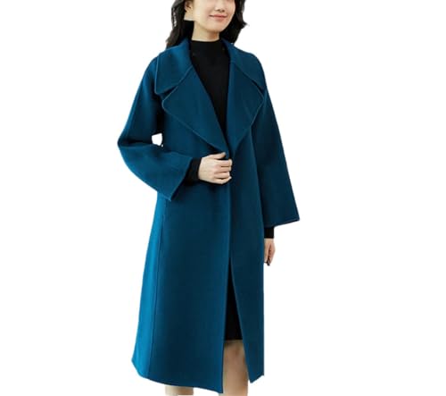 Photo de Tdvcpmkk Manteau en cachemire double face pour femme Manteau ajusté au-dessus du genou Kaki9, EN8 Jade, S