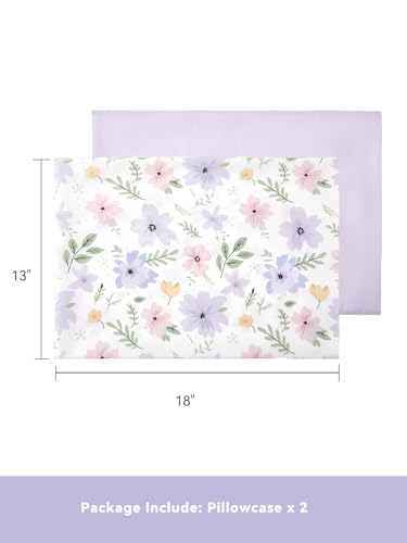Image of TILLYOU Toddler Pillowcases 13 x 18 Travel Pillow Case 2 Pack, Kids Pillowcases Machine Washable with Envelope Closure, Brilliant Little Flowers