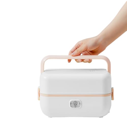 Suzapiw電気弁当箱、断熱弁当箱、ステンレススチール、一人用小型電気炊飯器、プラグ式、加熱と保温、温かい食べ物、ご飯の蒸しと調理、弁当、ポータブルポット、車と通勤、断熱ランチジャー、持ち運び簡単、家庭、オフィス、会社、学校 (単層,ピンク) [並行輸入