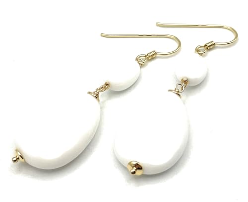 Boucles d'oreilles agate blanche anti-allergie | Vermeil doré durable pour femme