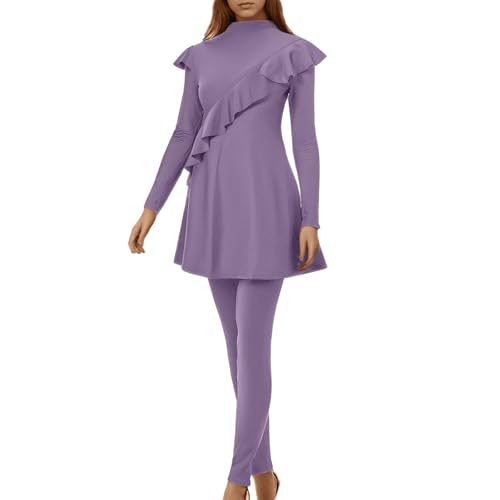 Burkini grande taille 3 pièces avec pantalon long et bonnet de bain sobre