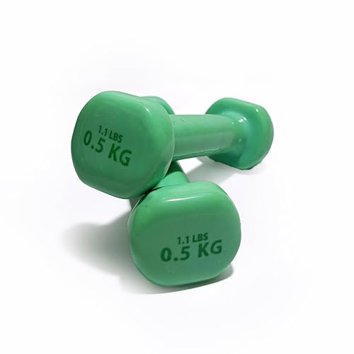 Image of Vinyl Dumbbells Set of 2 for Men & Women | Anti-Slip Fixed Weight Exercise Dumbbells for Home Workout, Gym, Fitness, Strength Training, Yoga & Aerobics 500g Each Dumbbell | 1Kg Total Pair Weight (500Gram PACK OF 2) (TOTAL 1KG)