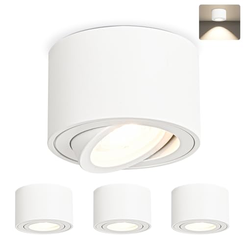 GeyouLux 4x LED Aufbauspot Weiß - Extra Flach & 38° Schwenkbar...