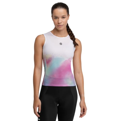 SIROKO - Camiseta Interior de Ciclismo sin Mangas para Mujer Droplet - S-M - Blanco