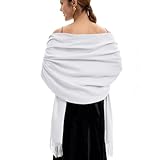 vimate Pashmina Shawls and Wraps Women Bridesmaid Pashmina Scarfs shawl for Wedding Bridal evening dresses(White)