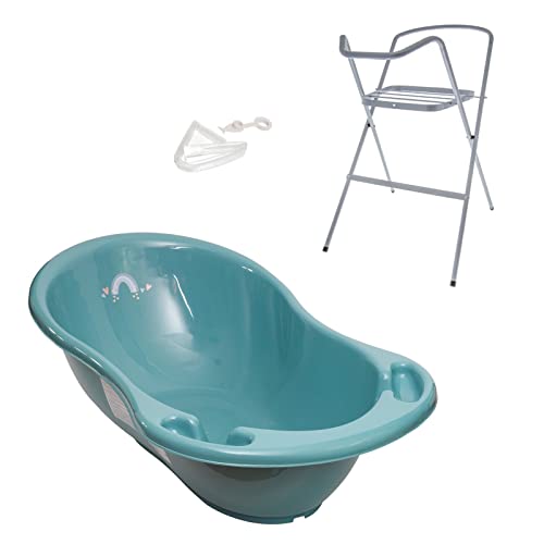 Mon Mobilier Design Baignoire bébé thermomètre Vert viride Météo 86 cm + Pied + Tuyau