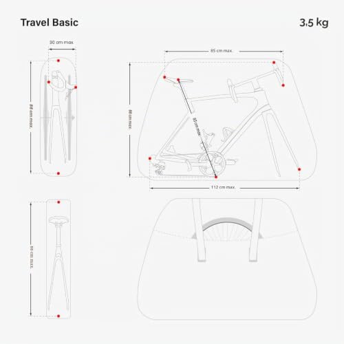 Scicon Travel Basic Fahrradtasche für Rennräder, für Auto- und Zugtransport, 112×88×85 cm, Schwarz, 2.9 kg – Ansicht 5