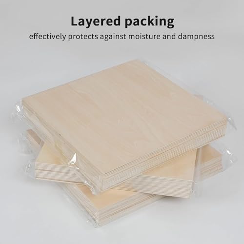 25 Pack Basswood Sheets, 12\"x12\"x1/8\", 3mm Plywood Sheets for Laser Cutting, A/A Grade Basswood Sheets for Unfinished Wood Board for Crafts, DIY Architectural Models, Wood Engraving, Wood Burning - Thumbnail 6