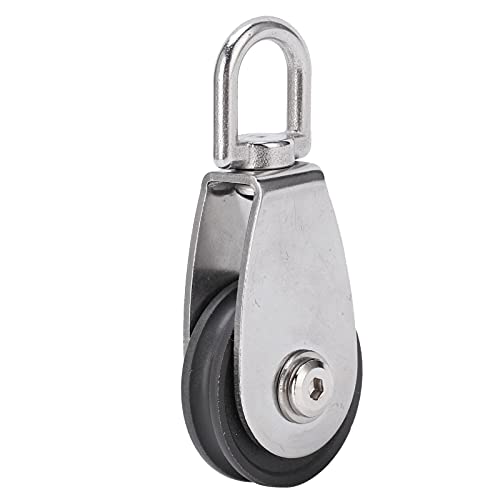Leapiture Universal Pulley Wheel Stainless Steel Shell Dual Bearings Pulley Block Nylon Wheel Groove 360 Degree Rotation for Cable Pulley System Gym