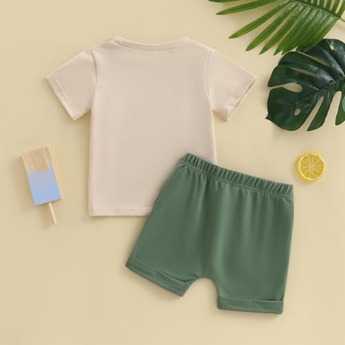 fhutpw Toddler Baby Boy Summer Clothes Embroidery T-Shirt Casual Shorts Sets Infant Truck Excavator Dinosaur Pattern Outfits4