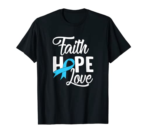 Faith Hope Love Prostata Cancro Blu Teal Nastro Maglietta