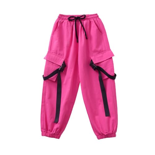 Girls Baggy Cargo Pants Tween Girls Y2K Fashion Hip Hop Wide Leg High Waisted Sweatpant Kids Skateboarding Streetwear Hot Pink