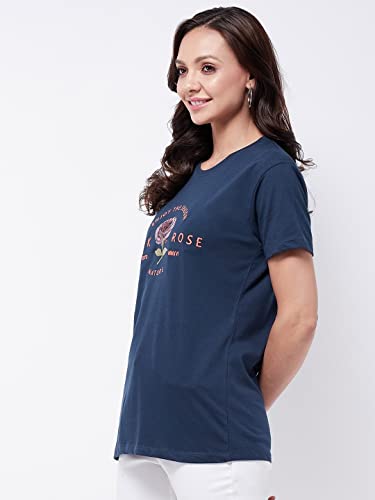 Image of Modeve Women Printed Cotton Blend Half Sleeve Round Neck T-Shirt for Summer