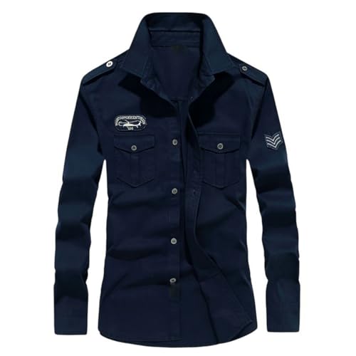 Chemise de travail en coton style militaire manches longues coupe droite casual