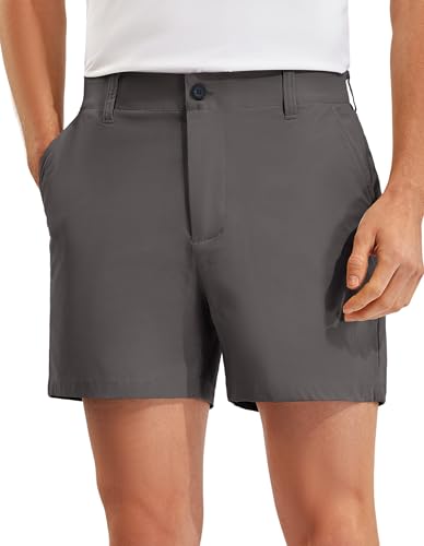 PULI Golf Shorts Men Relaxed Fit Stretch Dress Lightweight Casual Waterproof Travel Quick Dry Flat Front Shorts Grey 30W×5L