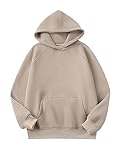 Caracilia Women Hoodies Fleece Oversized Sweatshirt Drop Shoulder Long Sleeve Athletic Workout Y2K Clothes 2023 Fall Winter Sweater Cute Warm Comfy Cozy Pullover Hooded Top 1025shenxing-M Khaki