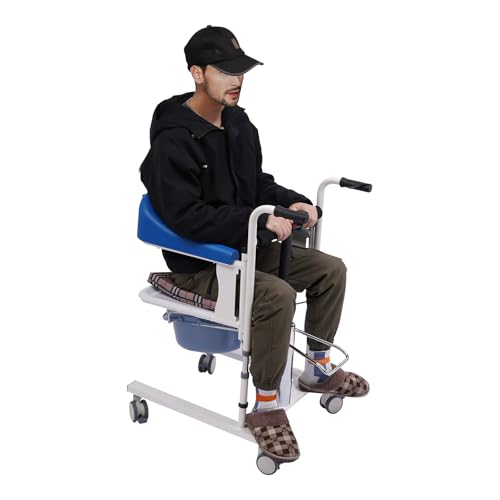 LUKSFIH 198.4lbs Hydraulic Patient Lift Chair, Nursing Transfer Chair Potty for Elderly, Patient Lift with 180° Split Seat Cushion for Home Hospital Elderly Disabled, Adjustable Height