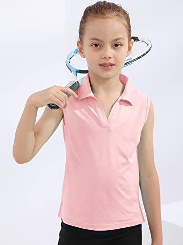Image of Girls Golf Polo Shirts Sleeveless V Neck Shirts for 5-12 Years