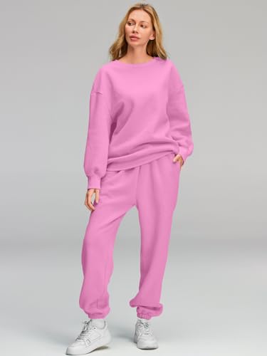 AUTOMET Womens 2 Piece Outfits Sweatsuit Oversized Sweatshirt Lounge Sets Baggy Sweatpants Fall Fashion with Pockets