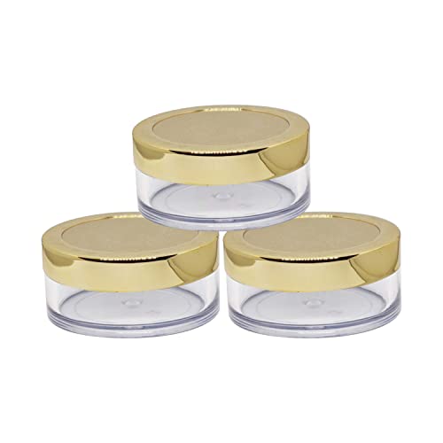Image of Zenvista Empty Cosmetic Containers, Acrylic Jars, Small Containers For Cosmetics, Lip Balm Containers,Transparent Jar With Gold Cap-8 gm (Pack of 3)