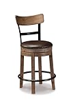 Signature Design by Ashley Pinnadel 24.25' Modern Farmhouse Swivel Counter Height Barstool, Light Brown