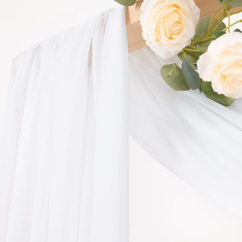 Image of MLMC White Sheer Wedding Arch Draping Fabric 1 Panel 29 inch x 20 FT Extra Long Airy Gauze Drapes Backdrop Curtains 6.6 Yards Light Weight Outdoor Drapery Panels for Wedding Ceremony Church Events Decor
