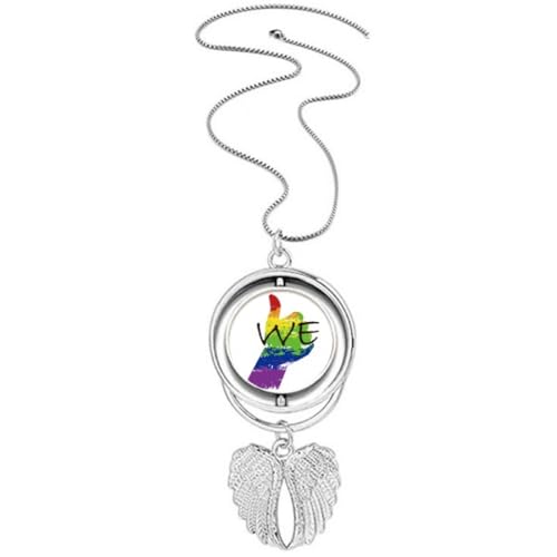 Collier LGBT avec pendentif ailes d'ange rotatif et drapeau arc-en-ciel