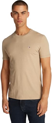 Tommy Jeans Herren T-Shirt Kurzarm Tee Rundhalsausschnitt, Beige (Relic Tan Htr), XXL