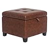  Asense-17-Inch-Square-Storage-OttomanSmall-Foot-Rest-Stool-for-Couch-Faux-Leather-Upholstered-Footstool-Cube-for-Entryway-Bedroom-Living-Room-Rust-Brown