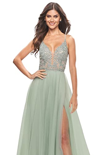Tvuyet Elegant Lace Tulle Prom Dresses for Women Spaghetti Straps Puffy Formal Evening Gowns3