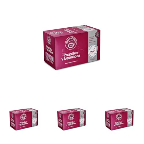 Pompadour | Propóleo y Equinácea | Ayuda a tu Sistema Inmune | 15 Bolsitas de 2 Gr (Paquete de 4)
