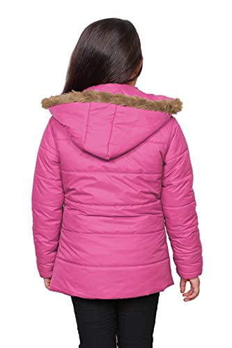 Image of Brazo Full Sleeve Bomber Winter Wear Jacket For Girls Navy | Red | Pink. Winter Hooded Sweatshirt / Puffer Sweater Jacket / Fur Jacket / Girl Cardigan Coat / Water Resistant Quilted Jacket to keep your kid warm and comfortable. (Age range 5-11 years )