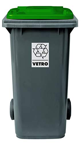Mobil Plastic Poubelle de recyclage des déchets 240 l pour usage extérieur - gris vert (UNI EN 840)