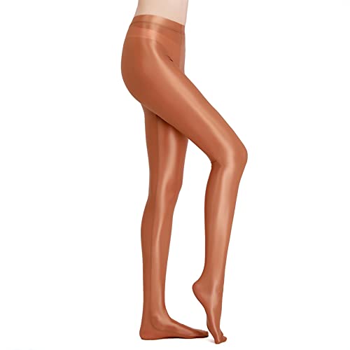 Image of cloudmall Women Sexy Semi Opaque Pantyhose Running Tights Yoga Leggings Oil Shiny Stocking