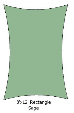 8' X 12' Sage Rectangle Premium Quality Sun Shade Sail