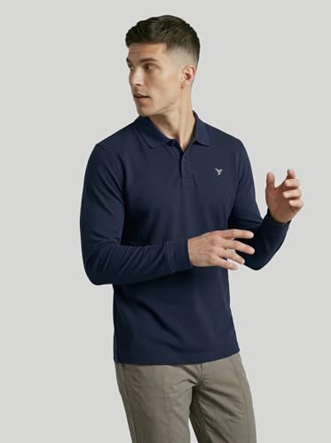 Image of TECHNOSPORT Men's Solid Full Sleeve Polo T-Shirt MATPIQ Quick Dry Slim Fit Sports Tee for Travel Casual Smart Wear UPF50+ Anti Odour